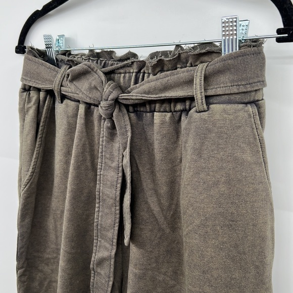 🆕Charcoal French Terry Paperbag High Waist Wide Leg Pant Hem & Thread S, M & L - Picture 6 of 15